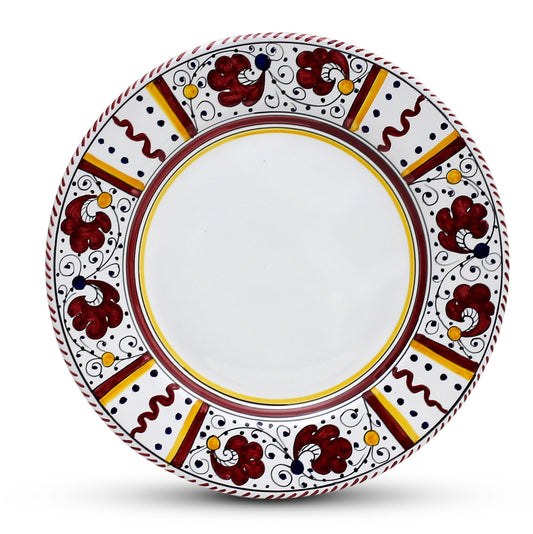 ORVIETO RED ROOSTER: 3 Pieces Dinnerware Place Setting - White Center - Artistica.com