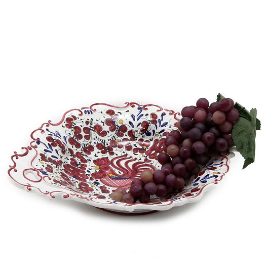 ORVIETO RED ROOSTER: Oval Tray with Handles [R]