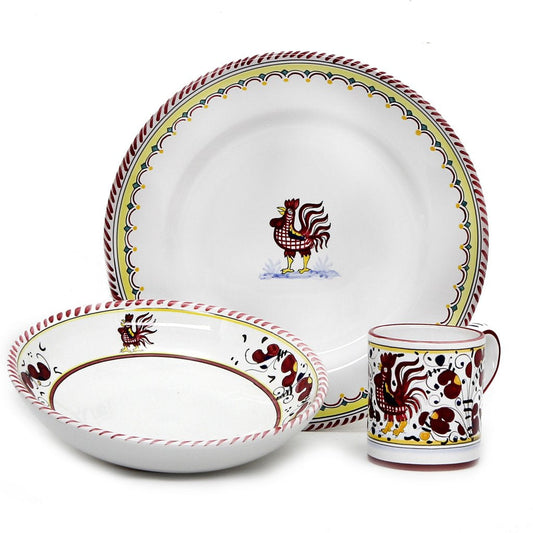 ORVIETO RED ROOSTER: 3 Pieces Place Setting - Artistica.com