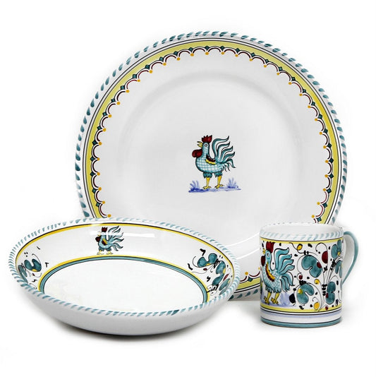 ORVIETO GREEN ROOSTER: 3 Pieces Place Setting