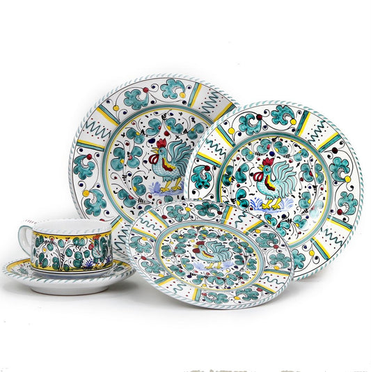 ORVIETO GREEN ROOSTER: 5 Pieces Place Setting - Artistica.com