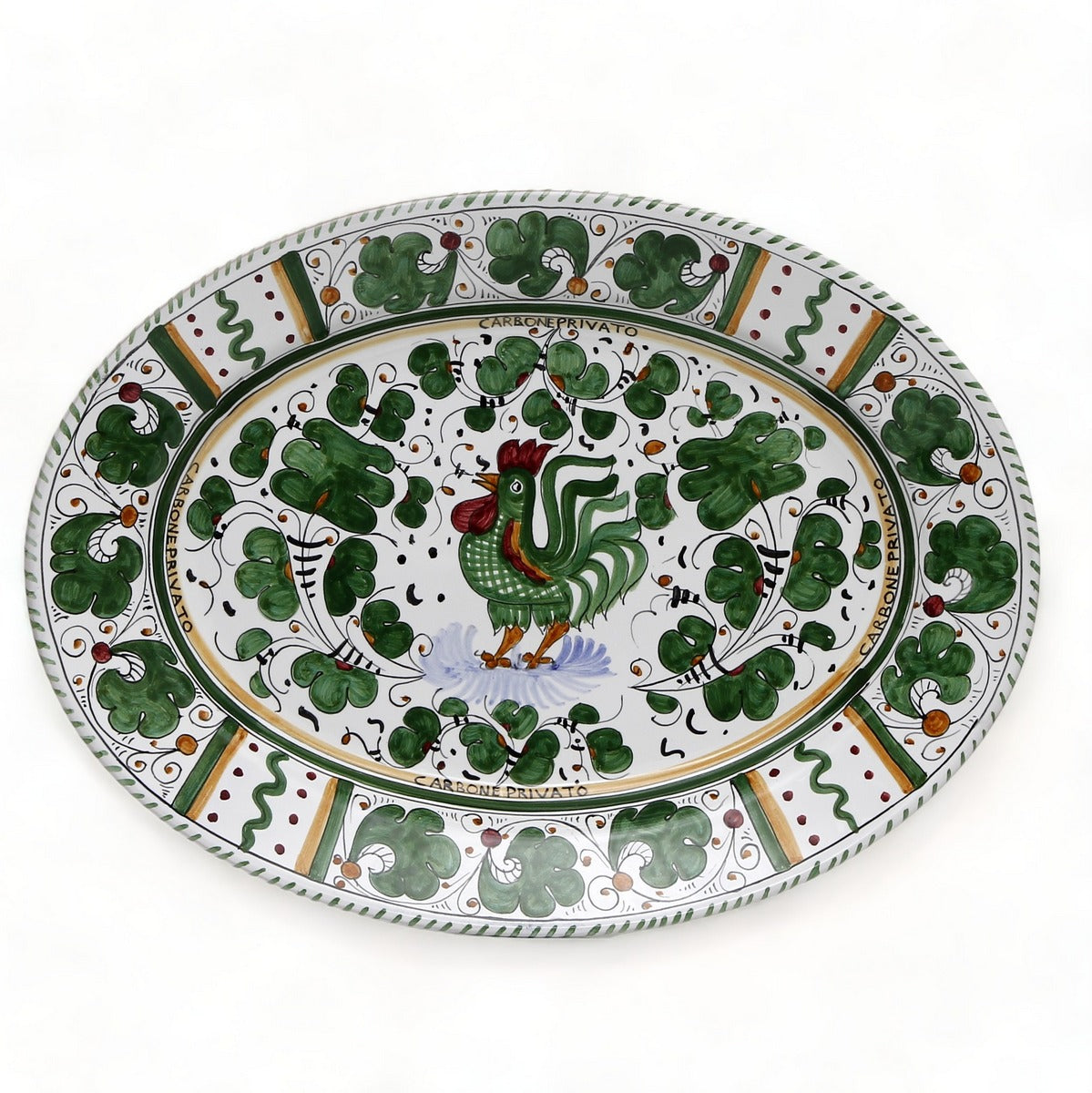 ORVIETO VERDE ROOSTER: Serving Oval Platter