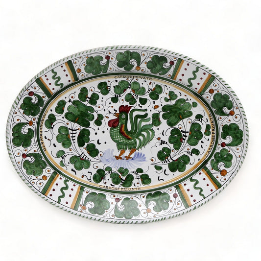 ORVIETO VERDE ROOSTER: Serving Oval Platter