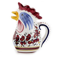 ORVIETO RED ROOSTER: Rooster of Fortune Pitcher (1 Liter 34 Oz 1 Qt) - DERUTA OF ITALY