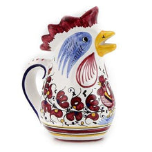 ORVIETO RED ROOSTER: Rooster of Fortune Pitcher (1 Liter 34 Oz 1 Qt) - DERUTA OF ITALY