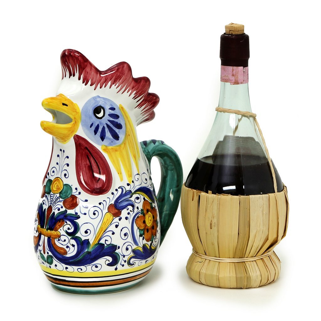 Beautiful Hand outlet Painted Deruta For Cottura Rooster Pitcher, 7 1/2