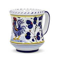 ORVIETO BLUE ROOSTER: Concave Deluxe Mug (12 Oz.) - DERUTA OF ITALY