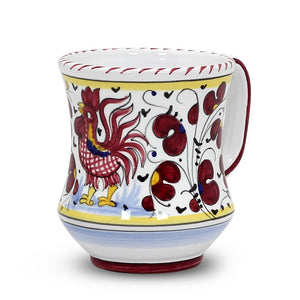 ORVIETO RED ROOSTER: Concave Deluxe Mug (12 Oz.) - DERUTA OF ITALY
