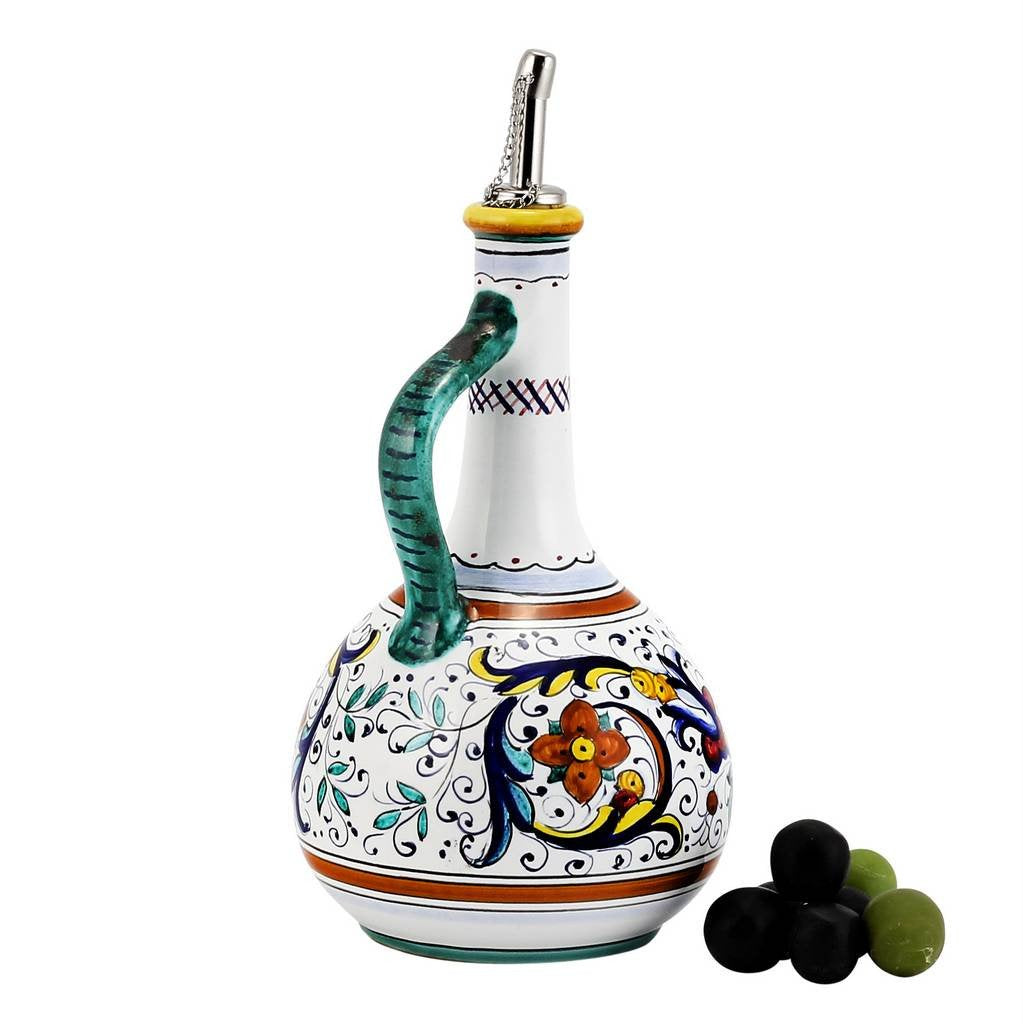 RICCO DERUTA: Olive Oil Bottle Dispenser with Metal Capped Pourer - DERUTA OF ITALY