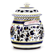 ORVIETO BLUE ROOSTER: Traditional Biscotti Jar - DERUTA OF ITALY