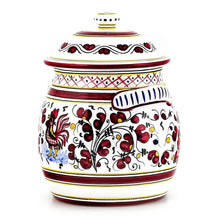 ORVIETO RED ROOSTER: Traditional Biscotti Jar - DERUTA OF ITALY