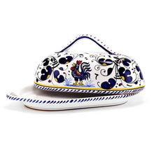 ORVIETO BLUE ROOSTER: Butter Dish with Cover - DERUTA OF ITALY