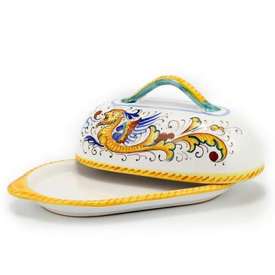 RAFFAELLESCO: Butter dish with cover - DERUTA OF ITALY