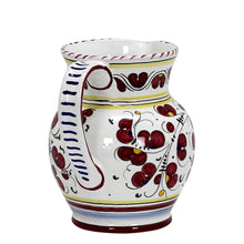ORVIETO RED ROOSTER: Traditional Deruta Pitcher (1.25 Liters/40 Oz/5 Cups) - DERUTA OF ITALY