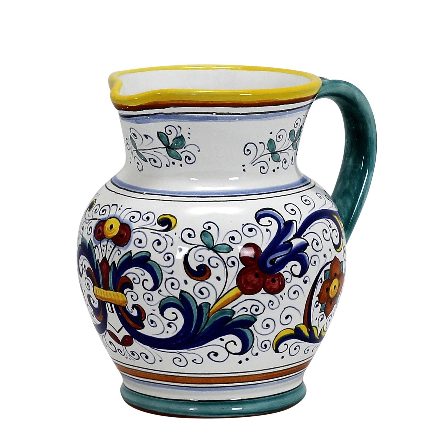 RICCO DERUTA: Traditional Deruta Pitcher (1.25 Liters/40 Oz/5 Cups) - DERUTA OF ITALY