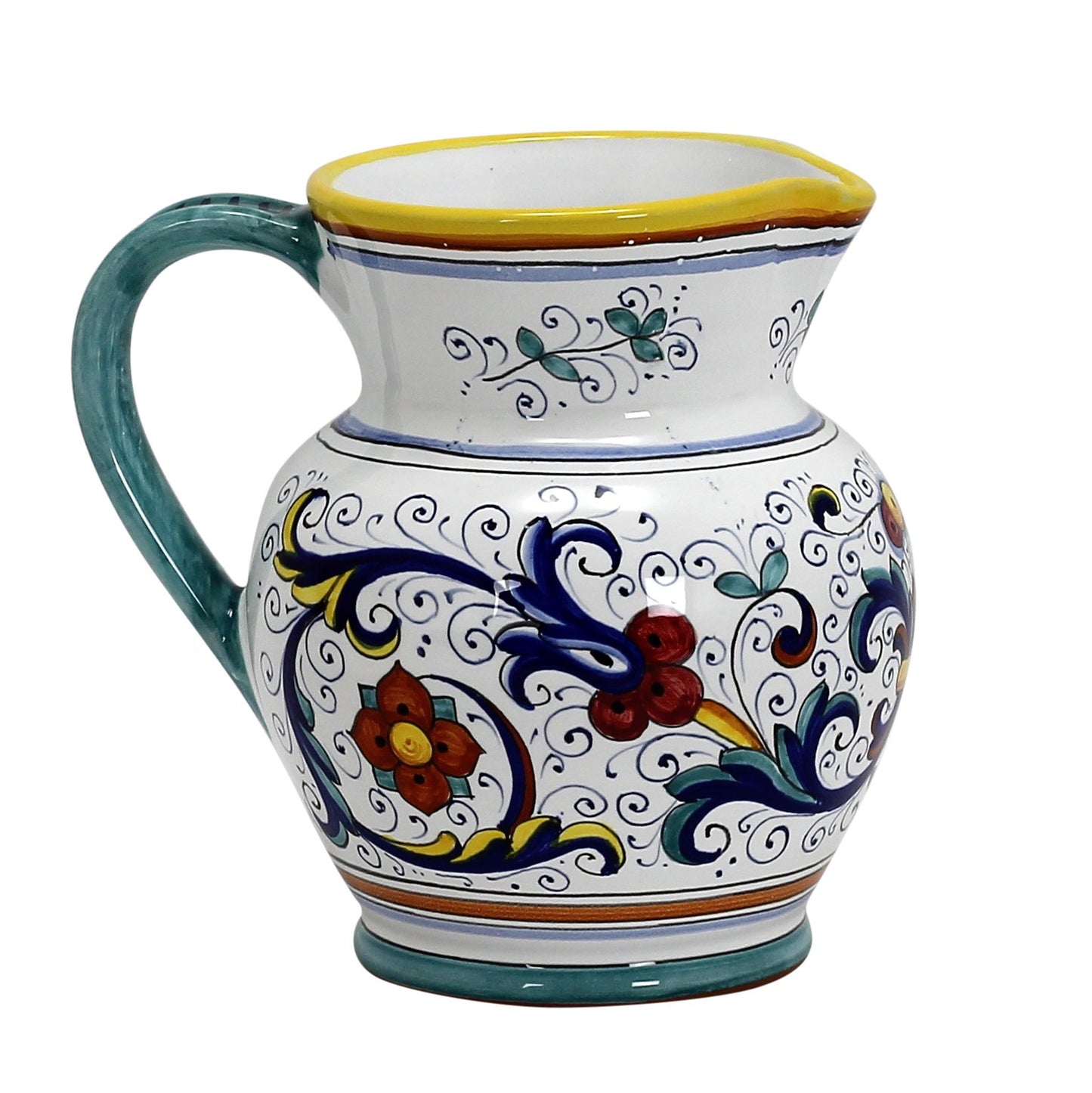 RICCO DERUTA: Traditional Deruta Pitcher (1.25 Liters/40 Oz/5 Cups) - DERUTA OF ITALY