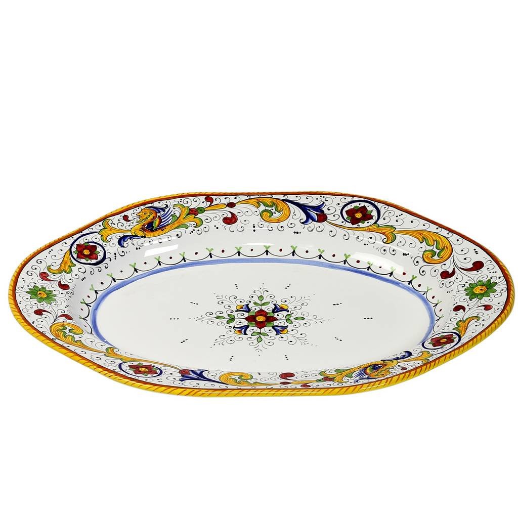 RAFFAELLESCO: Hexagonal Lg Serving Platter - DERUTA OF ITALY