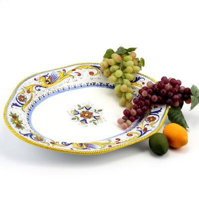 RAFFAELLESCO: Hexagonal Lg Serving Platter - DERUTA OF ITALY