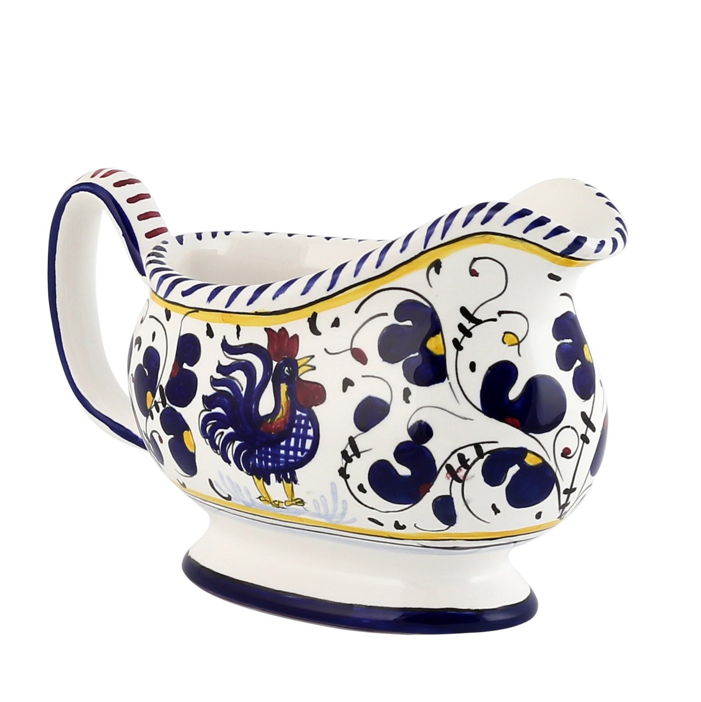 ORVIETO BLUE ROOSTER: Deruta Sauce boat - DERUTA OF ITALY