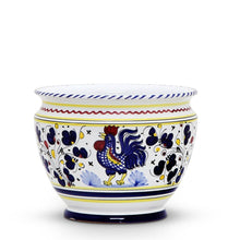 ORVIETO BLUE ROOSTER: Luxury Cachepot Planter Small - DERUTA OF ITALY