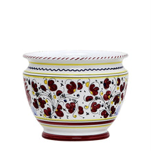 ORVIETO RED ROOSTER: Luxury Cachepot Planter Small - DERUTA OF ITALY