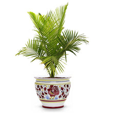 ORVIETO RED ROOSTER: Luxury Cachepot Planter Large - DERUTA OF ITALY
