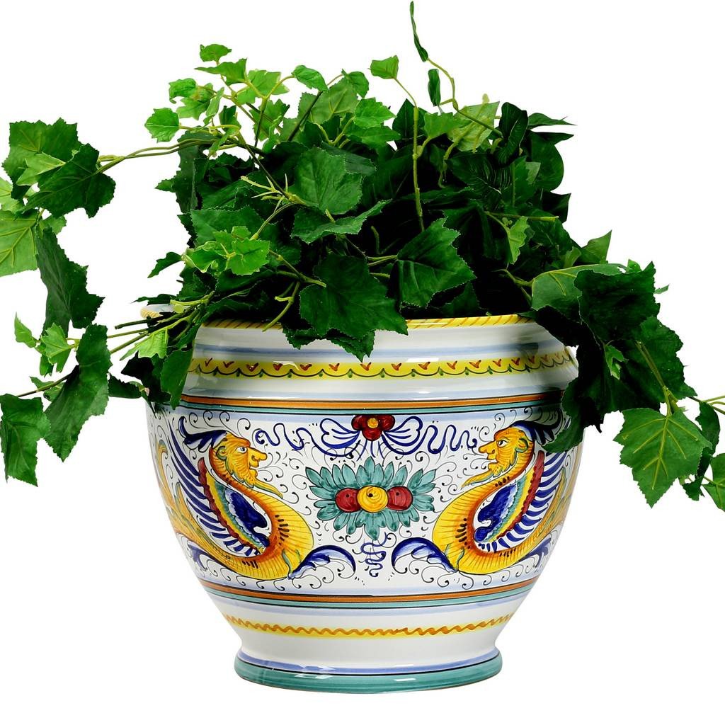 RAFFAELLESCO: Luxury Cachepot Planter LG - DERUTA OF ITALY