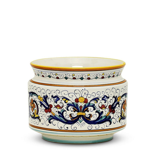 RICCO DERUTA: Cylindrical Cover Pot Ricco Deruta Design - Cachepot Planter (Small) - DERUTA OF ITALY