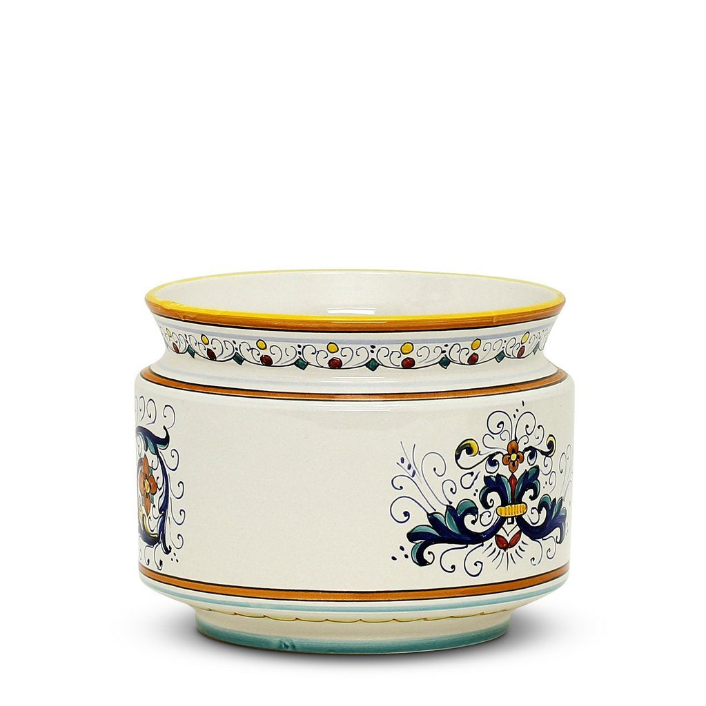 RICCO DERUTA: Cylindrical Cover Pot Ricco Deruta Design - Cachepot Planter (Small) - DERUTA OF ITALY