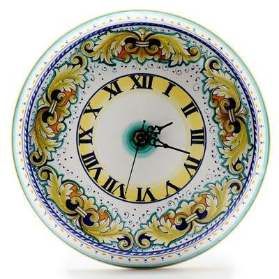 DERUTA VARIO: Round Wall Clock Dec Foglie Verdi - DERUTA OF ITALY