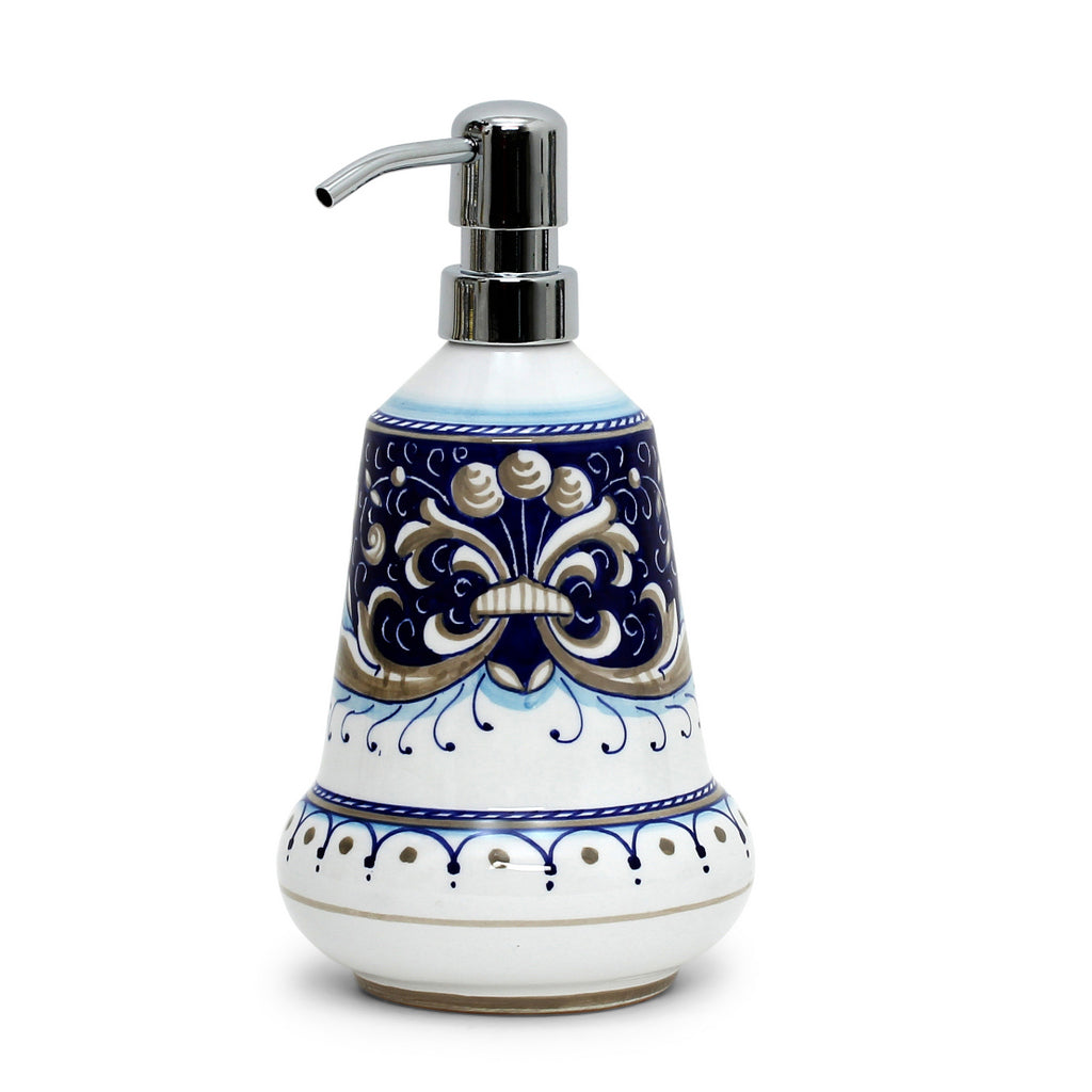 RICCO DERUTA BLUE: Liquid Soap/Lotion Dispenser with Chrome Pump (Medium 20 OZ) - DERUTA OF ITALY