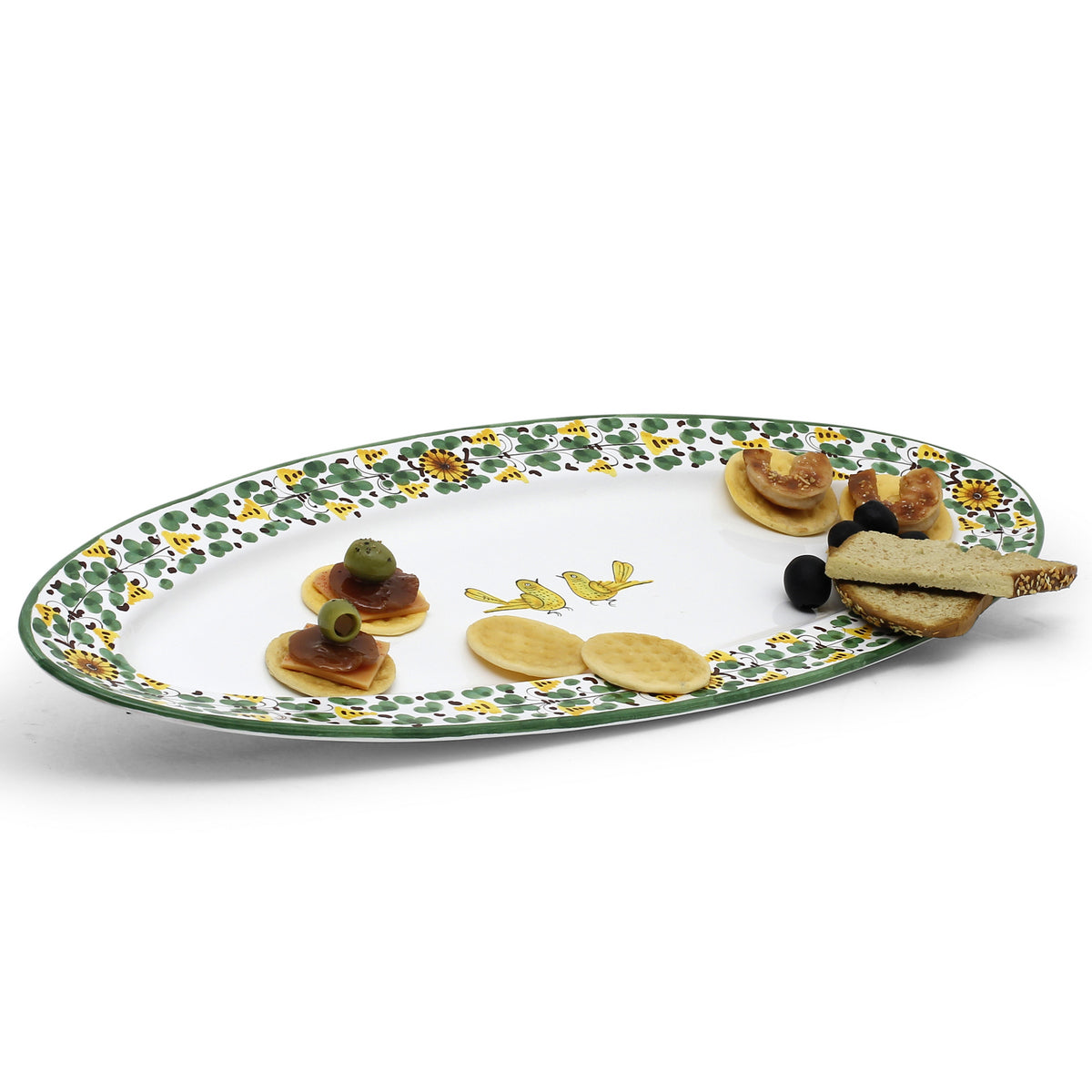 ARABESCO VERDE: Fish/Hors d'Oeuvres Oval Narrow Platter - Artistica.com