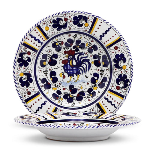 ORVIETO BLUE ROOSTER: Rim Pasta Soup Plate - DERUTA OF ITALY
