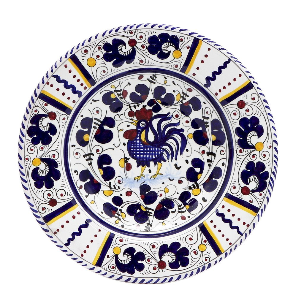 ORVIETO BLUE ROOSTER: Salad Plate - DERUTA OF ITALY