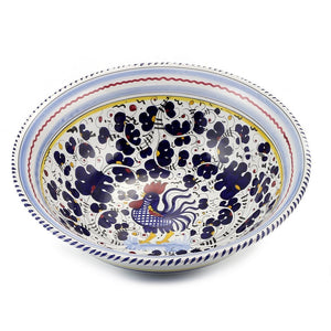 ORVIETO BLUE ROOSTER: Serving pasta bowl (Large) - DERUTA OF ITALY