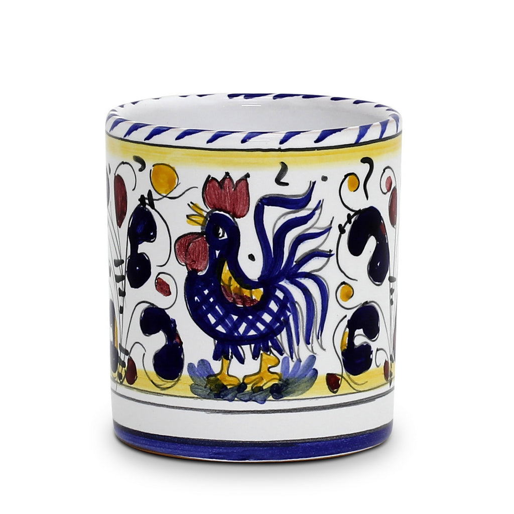 ORVIETO BLUE ROOSTER: Mug - DERUTA OF ITALY