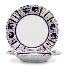 ORVIETO BLUE ROOSTER: Rim Pasta Soup Plate (White Center) - DERUTA OF ITALY