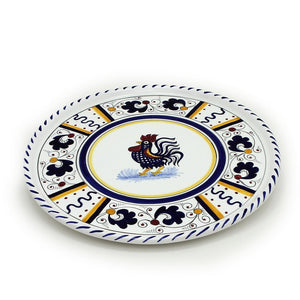 ORVIETO BLUE ROOSTER: Deruta Pizza Plate - Cake or Cheese Platter. - DERUTA OF ITALY