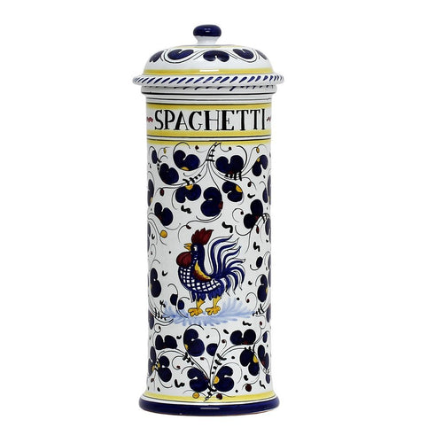 ORVIETO BLUE ROOSTER: Spaghetti Container Canister [R] - DERUTA OF ITALY