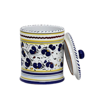 ORVIETO BLUE ROOSTER: Caffe' (Coffee) Container Canister - DERUTA OF ITALY