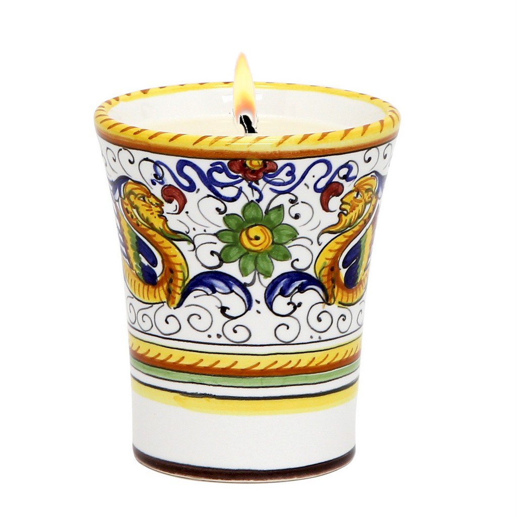 DERUTA CANDLES: Deluxe Precious Flared Candle RAFFAELLESCO DELUXE Design - DERUTA OF ITALY