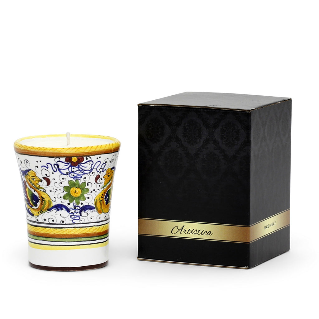 DERUTA CANDLES: Deluxe Precious Flared Candle RAFFAELLESCO DELUXE Design - DERUTA OF ITALY