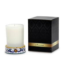 RICCO DERUTA: Frosted Glass & Ceramic Base Candle - DERUTA OF ITALY
