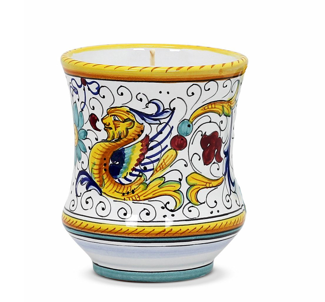 DERUTA CANDLES: Deluxe Precious Concave Candle RAFFAELLESCO DELUXE Design - DERUTA OF ITALY