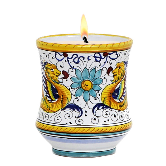 DERUTA CANDLES: Deluxe Precious Concave Candle RAFFAELLESCO DELUXE Design - DERUTA OF ITALY