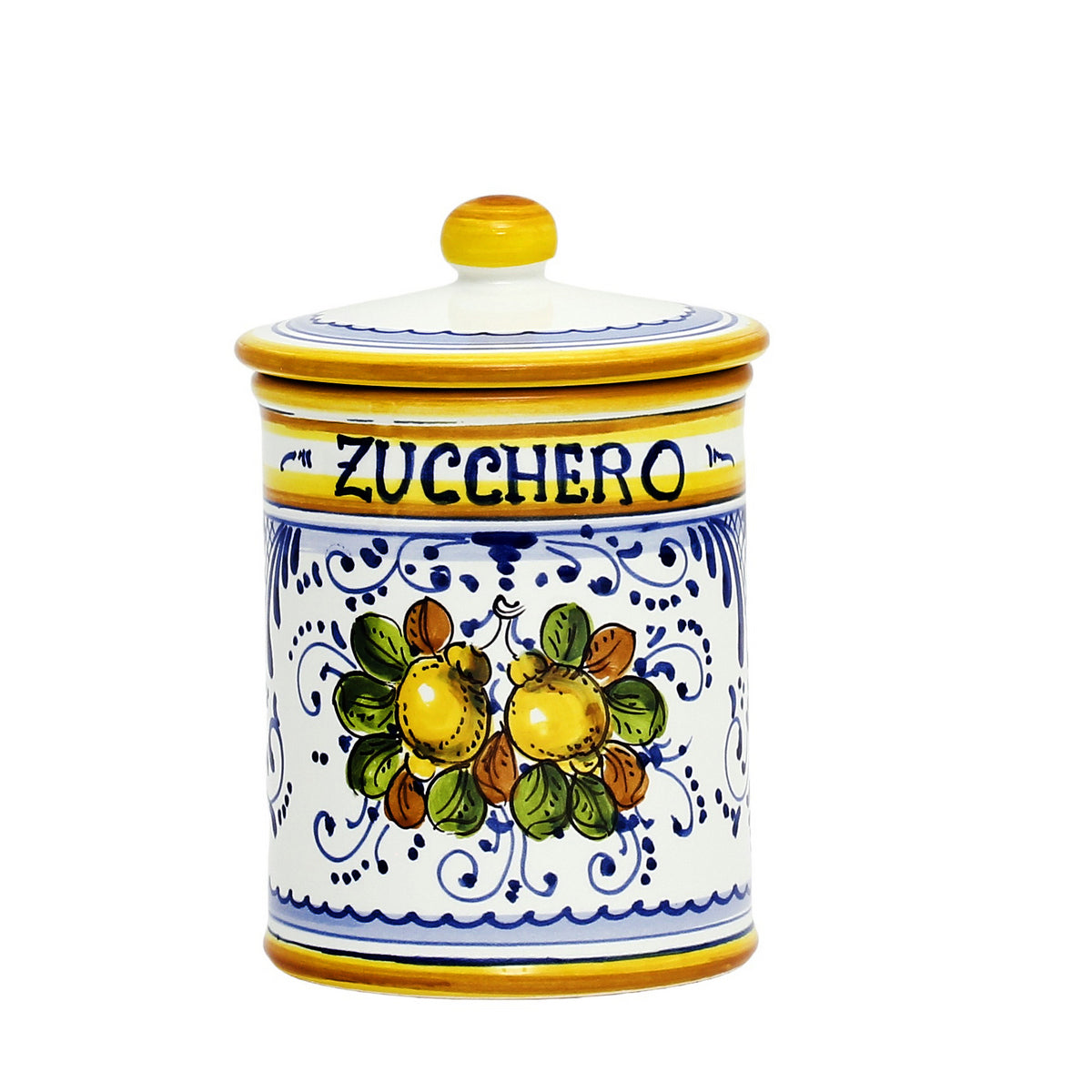 LIMONCINI: Tuscan Canister 'ZUCCHERO' (Sugar) lemon design - Artistica.com