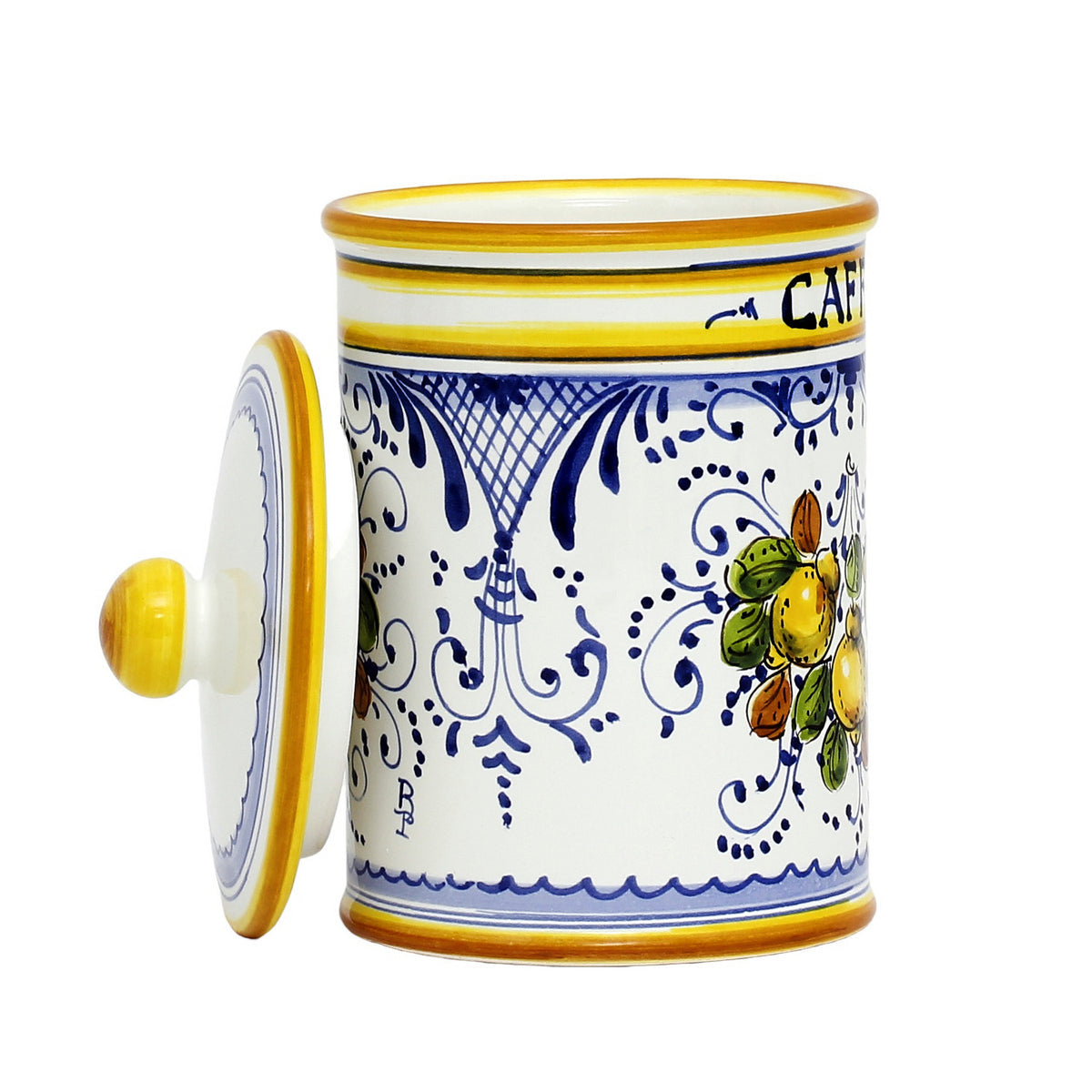 LIMONCINI: Tuscan Canister 'CAFFE' (Coffee) lemon design - Artistica.com