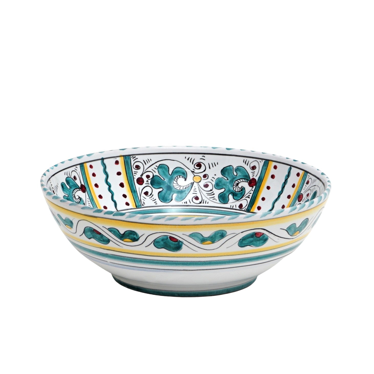 ORVIETO GREEN ROOSTER: Salad Bowl (Medium) - Artistica.com