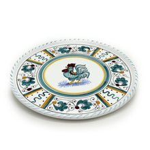 ORVIETO GREEN ROOSTER: Deruta Pizza Plate - Cake or Cheese Platter. - DERUTA OF ITALY