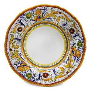 RAFFAELLESCO: Dinner Plate (White Center) - DERUTA OF ITALY